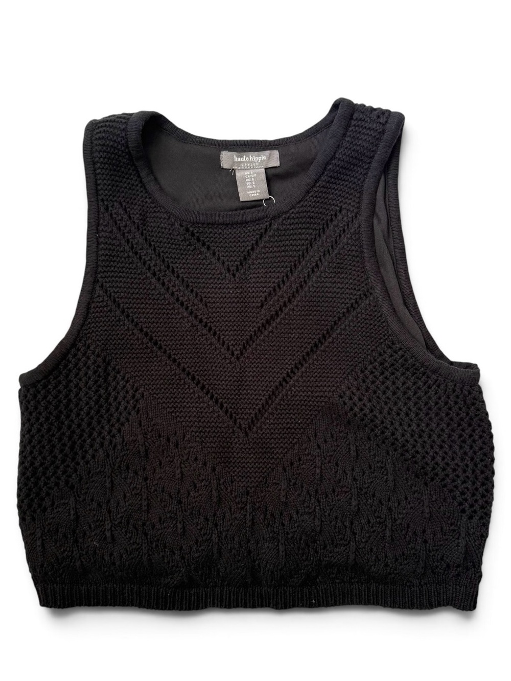 Haute Hippie Black Sleeveless Knit Crop Tank - Picture 2 of 7